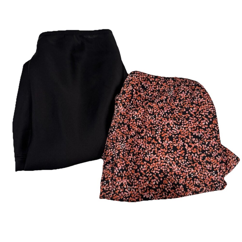 1.STATE Printed Midi Skirt Floral Black Multicolored (SET OF 2)‎ Size X-LARGE XL